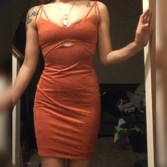 orange suede dress